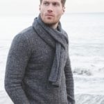 Page 41 Style A799 Portrush Panel Weave Zip Neck Sweater and A788 Panel Weave Scarf in Storm Mist