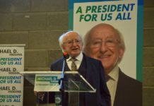 President Higgins, Aras, Higgins re-elected